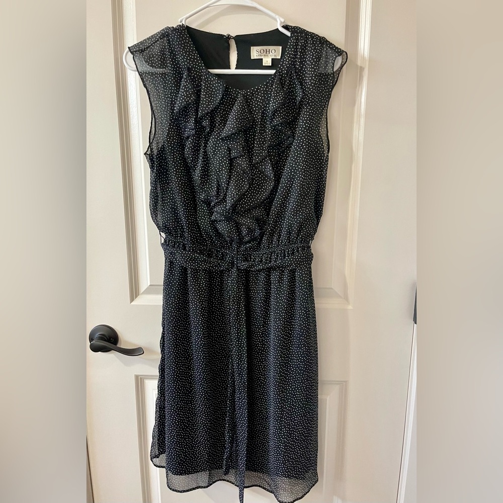 SOHO Sleeveless, Scoop Ruffle Neckline, Polka Dot, Elastic Waistband - Size 8